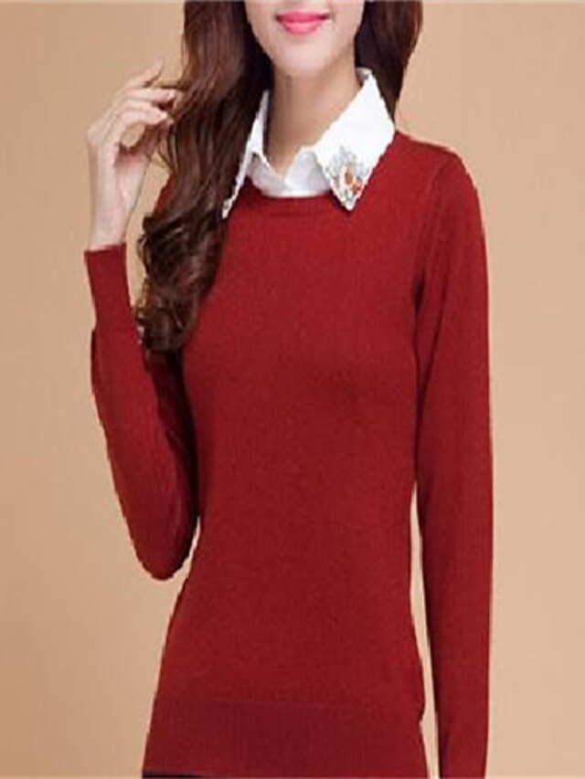 Womens Clothing Sweaters & Cardigans | Womens Pullover Sweater Solid Color Casual Long Sleeve Sweater Cardigans Round Neck Light