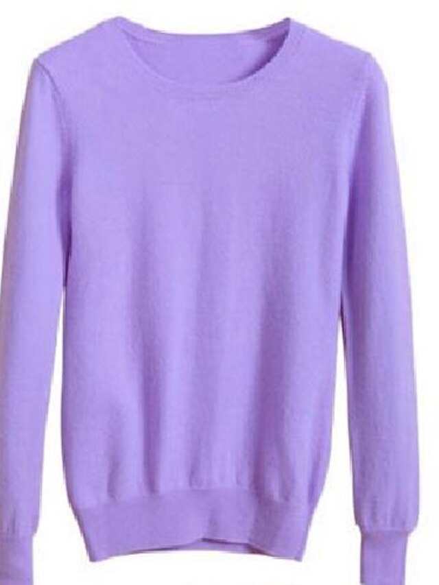 Womens Clothing Sweaters & Cardigans | Womens Pullover Sweater Solid Color Casual Long Sleeve Sweater Cardigans Round Neck Light