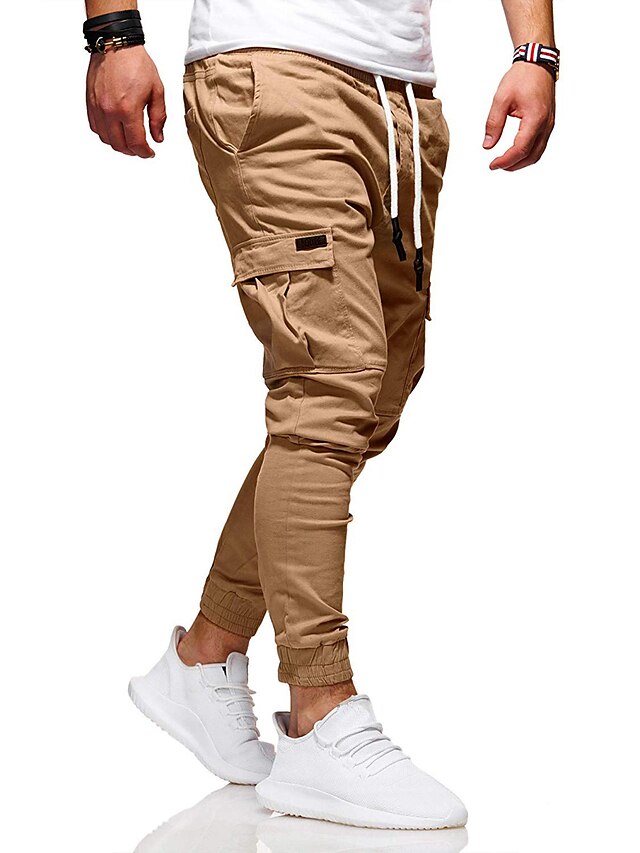 Mens Clothing Mens Bottoms | Mens Athletic Sports Active Chinos Pocket Multiple Pockets Full Length Pants Casual Daily Micro-ela