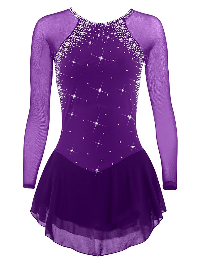 Figure Skating Dress Women's Girls' Ice Skating Dress Violet Black
