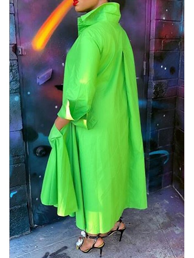 Women's Shirt Dress Midi Dress Winter Dress Daily Vacation Polyester