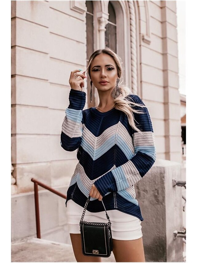 Womens Clothing Sweaters & Cardigans | Womens Cardigan Jumper Knit Modern Style Stripes V Neck Casual Casual Daily Fall Winter W