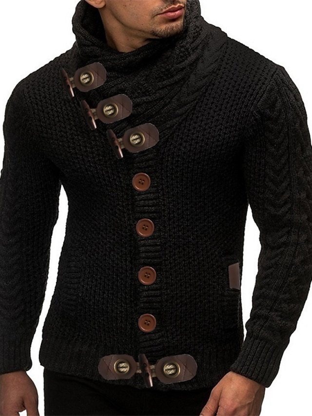 Men's Unisex Cardigan Sweater Stripe Pocket Knitted Solid Colored ...