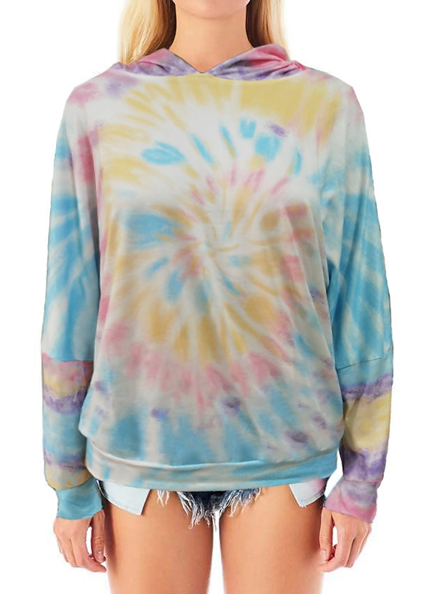 Mujer Sudadera Tie-dye Casual Diario Deportes Ropa deportiva Ropa de calle  Sudaderas con capucha Sudaderas Corte Ancho Morado Amarillo Rosa 8744782  2021 – $14.99