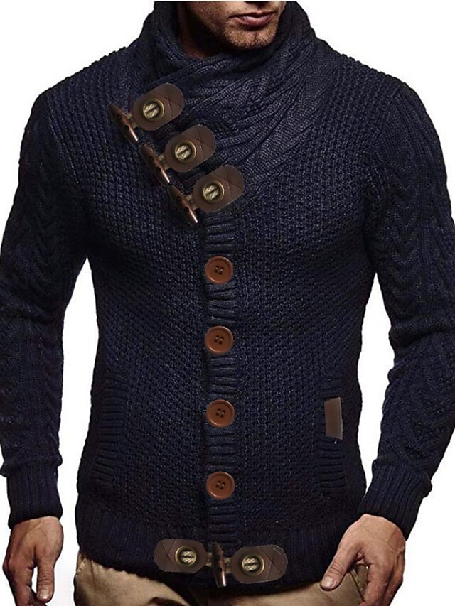 Men's Unisex Cardigan Sweater Stripe Pocket Knitted Solid Colored ...