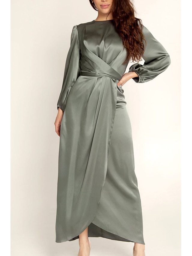 Womens Clothing Womens Dresses | Womens Swing Dress Maxi long Dress Green Black Gray Purple Pink Brown Long Sleeve Solid Color P