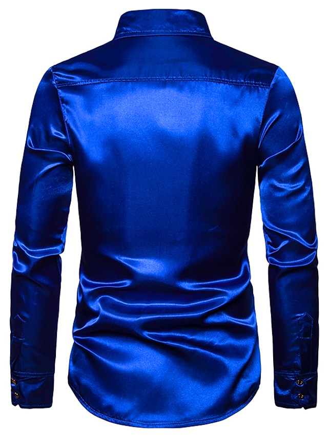 Mens Clothing Mens Shirts | Mens Shirt Solid Colored Collar Classic Collar Performance Club Sequins Long Sleeve Tops Basic Sexy 