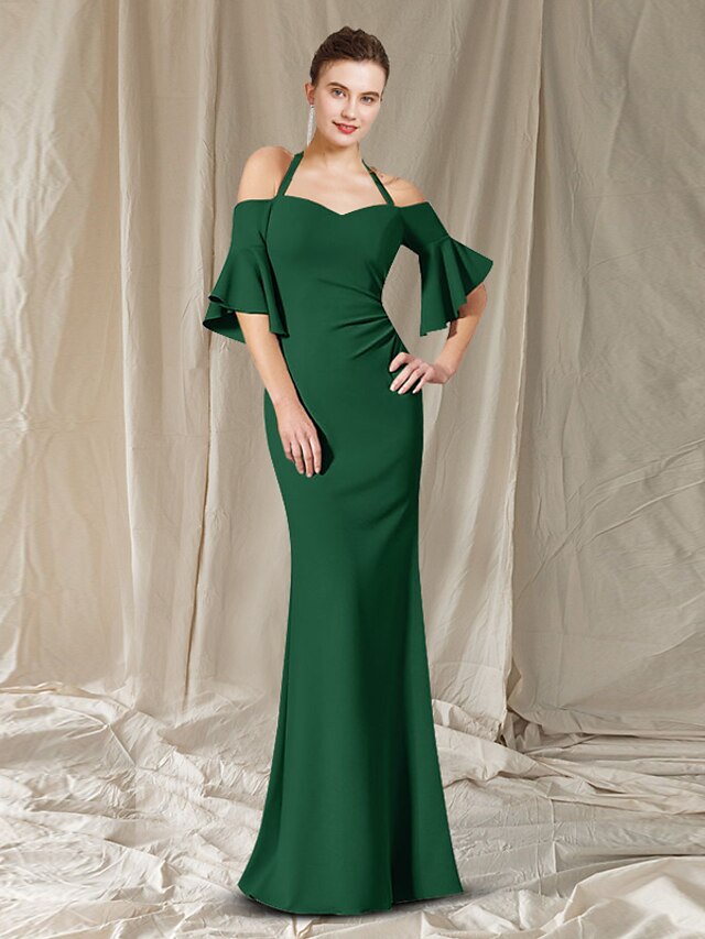 Sheath / Column Mother of the Bride Dress Elegant Off Shoulder Floor