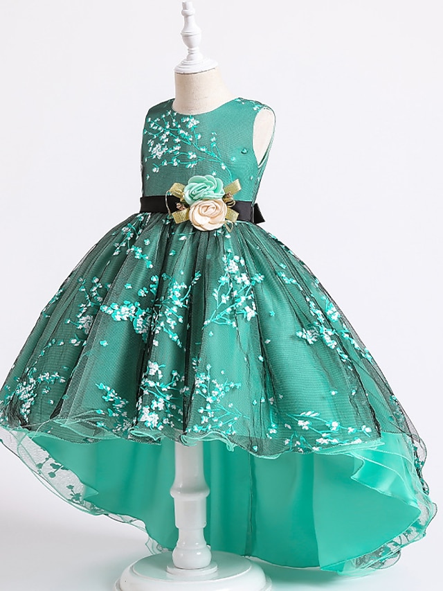 Kids Little Girls' Dress Floral Solid Colored A Line Dress Party Ruched