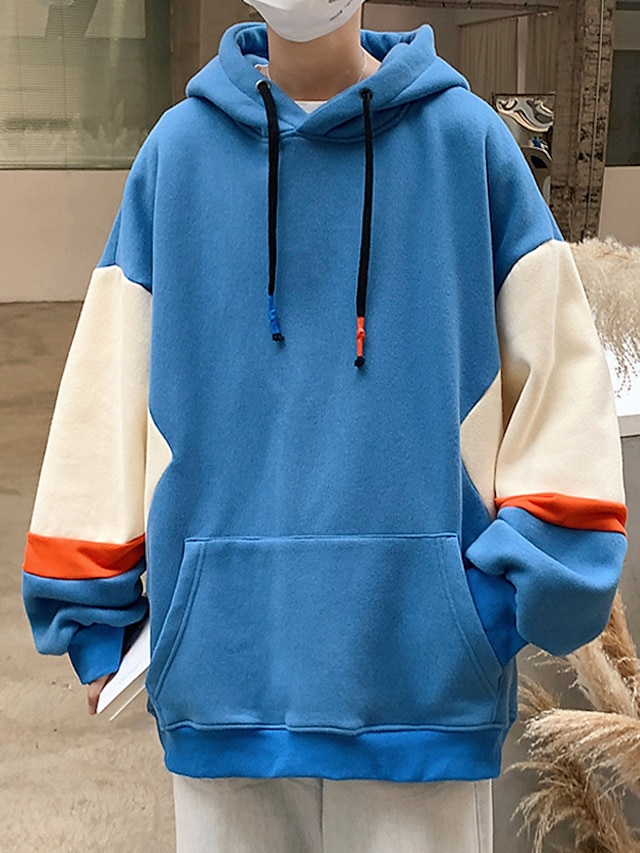 Mens Clothing Mens Hoodies & Sweatshirts | Mens Pullover Hoodie Sweatshirt Color Block Hooded Casual Daily Holiday Sportswear Ca