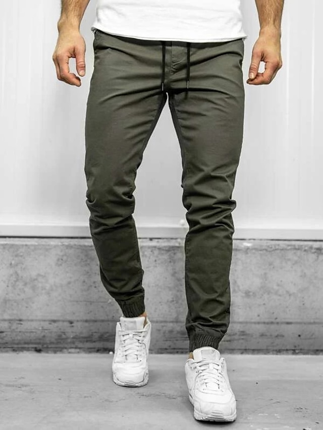  Men's Joggers Pants Sweatpants Simple Solid Color Mid Waist ArmyGreen Black Gray XS S M