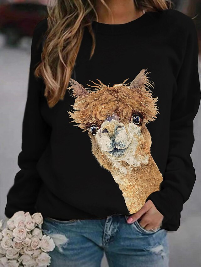 Womens Clothing Womens Tops | Womens Sweatshirt Pullover 3D Animal 3D Print Daily Sports 3D Print Active Streetwear Hoodies Swea