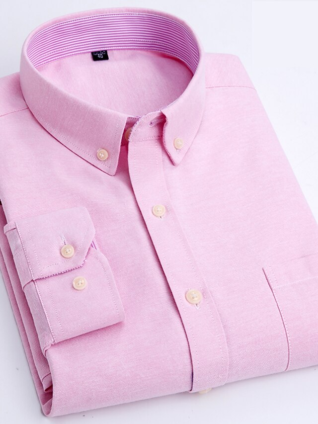 Men's Dress Shirt Light Pink Light Blue Black White Long Sleeve Stripe