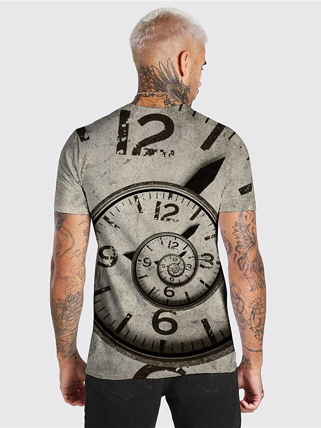Clock Fashion Mens 3D Shirt Casual | Blue Summer Cotton | Men'S Unisex ...