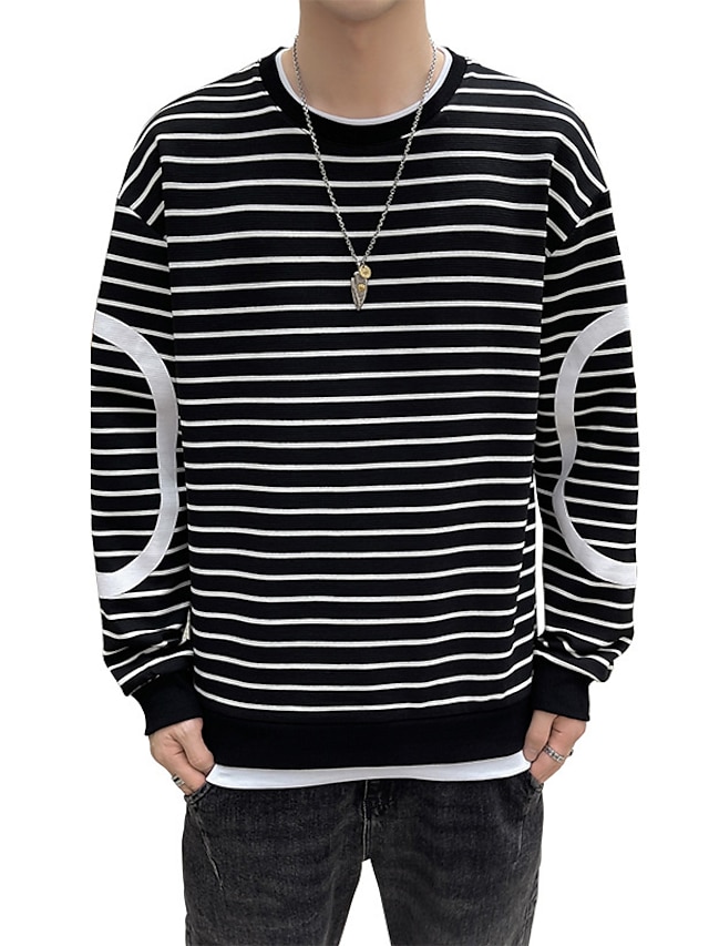 Mens Clothing Mens Hoodies & Sweatshirts | Mens Sweatshirt Stripes Daily Sportswear Casual Hoodies SweatshirtsLong Sleeve Loose 