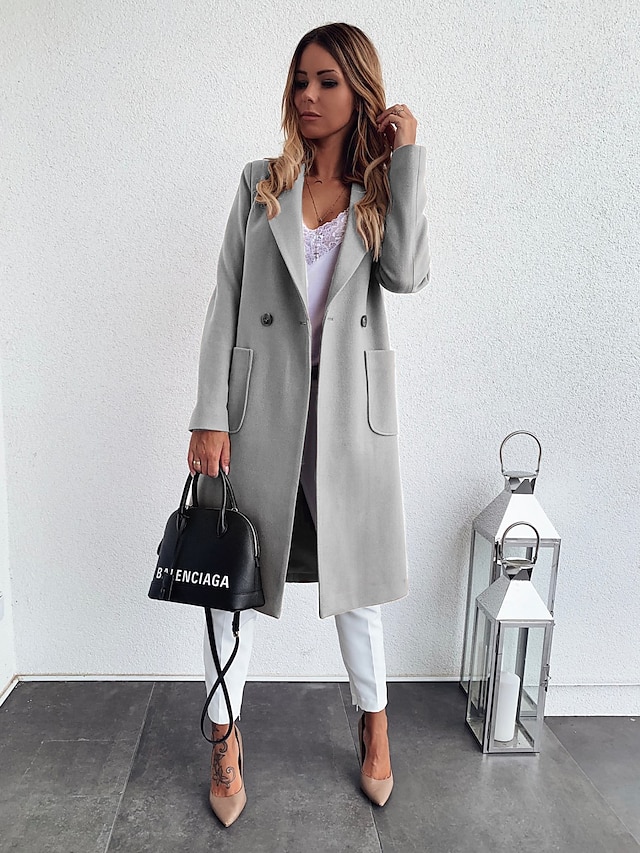 Womens Clothing Womens Outerwear | Womens Coat Party Street School Fall Winter Regular Coat Regular Fit Casual / Daily Elegant C