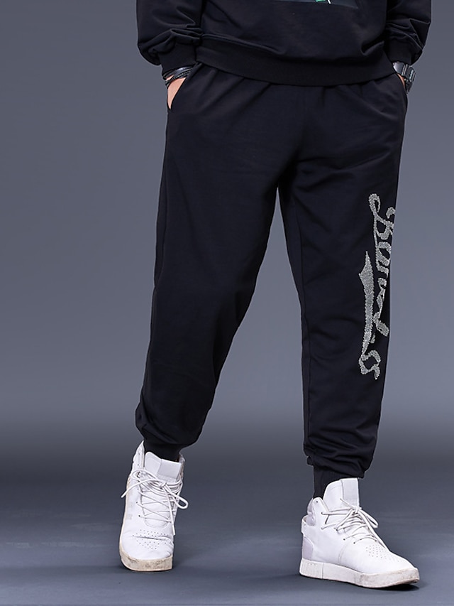 Mens Clothing Mens Bottoms | Mens Stylish Casual / Sporty Pants Pocket Full Length Pants Daily Sports Micro-elastic Letter Cotto