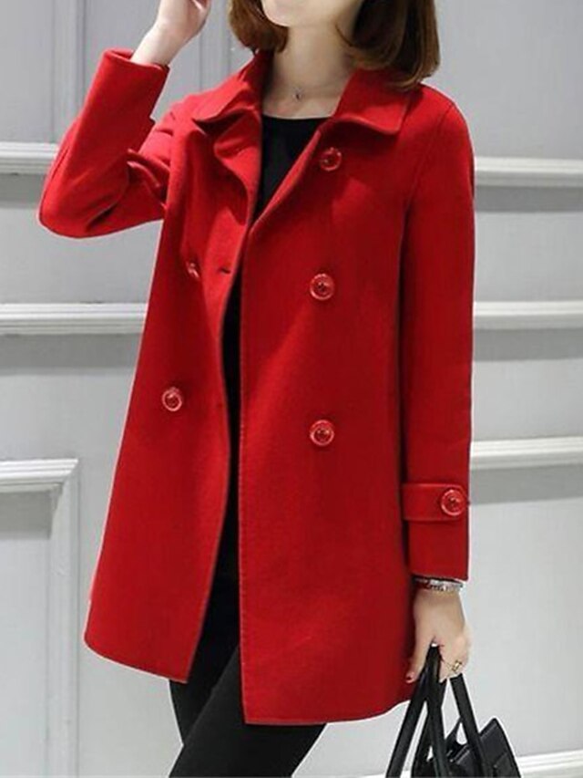 Womens Clothing Womens Outerwear | Womens Coat Daily Valentines Day Work Fall Long Coat Regular Fit Warm Casual Jacket Long Slee