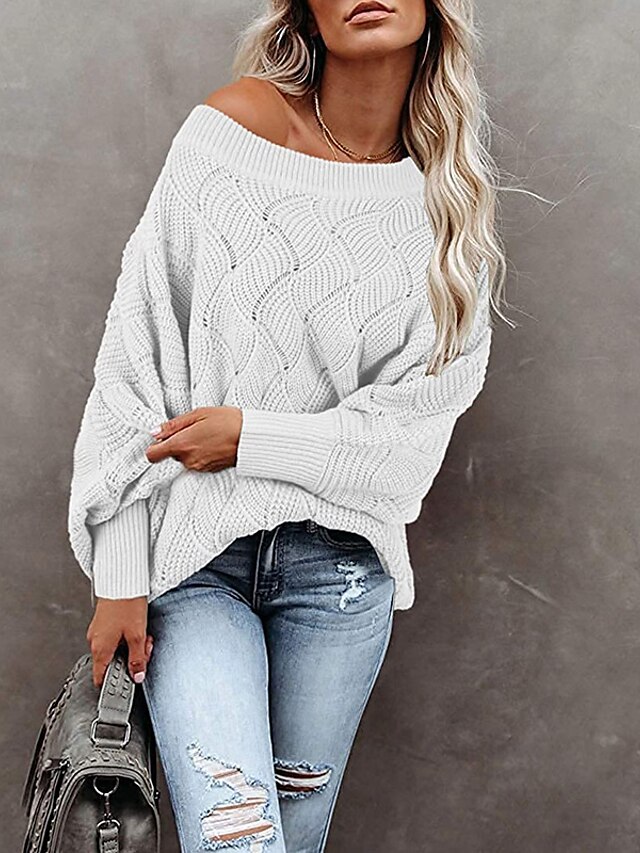 Womens Clothing Sweaters & Cardigans | Womens Pullover Sweater Jumper chunky Knit Knitted Solid Color Crew Neck Stylish Daily We