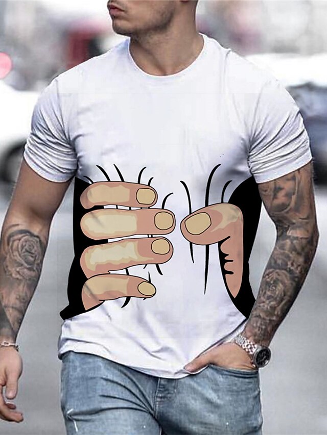 Mens Clothing Mens Tees & Tank Tops | Mens Unisex Tee T shirt Tee Shirt 3D Print Graphic Prints Hand Crew Neck Daily Holiday Pri