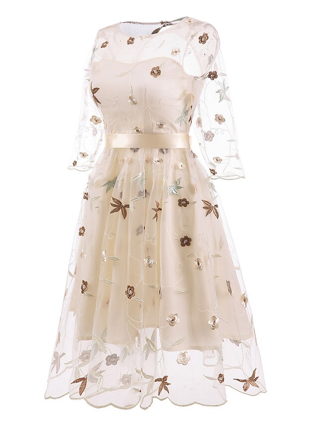 A-Line Cocktail Dresses Floral Dress Wedding Guest Homecoming Dress ...