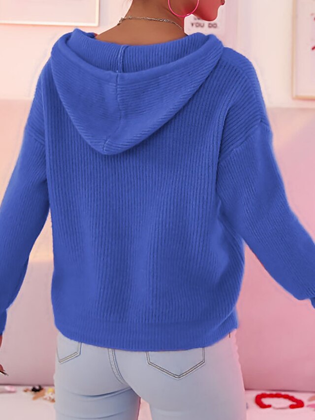 Womens Clothing Sweaters & Cardigans | Womens Cardigan Jumper Knit Knitted Solid Color Hooded Hollow Casual Daily Wear Fall Wint