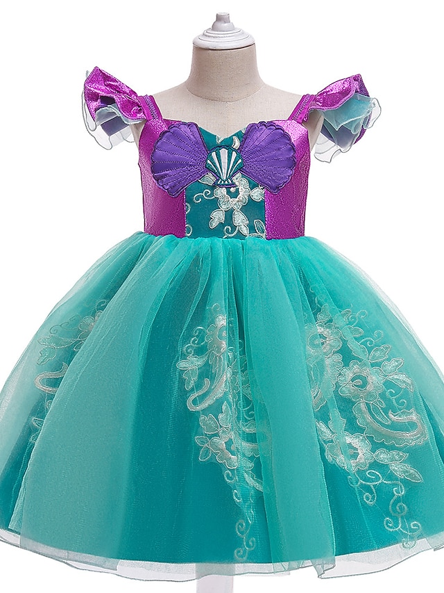  Kids Little Girls' Dress Mermaid Party Special Occasion Mesh Blue Above Knee Sleeveless Princess Cute Dresses Fall Winter Children's Day 3-10 Years / Spring / Summer