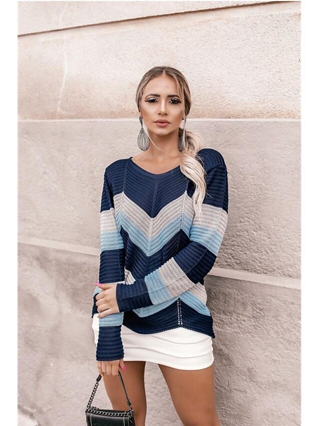 Womens Clothing Sweaters & Cardigans | Womens Cardigan Jumper Knit Modern Style Stripes V Neck Casual Casual Daily Fall Winter W