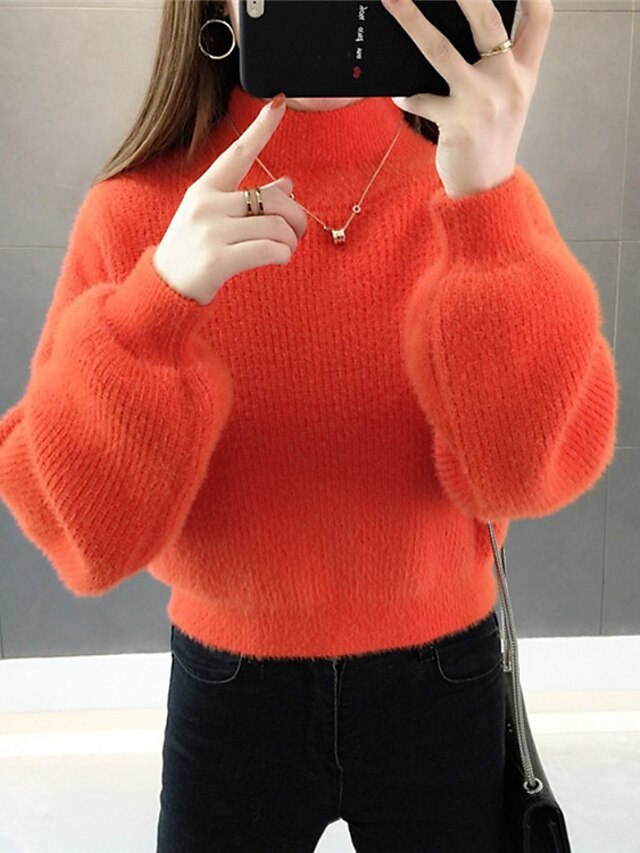 Womens Clothing Sweaters & Cardigans | Womens Sweater Jumper Knit Modern Style Solid Color High Neck Active Casual Street Causal