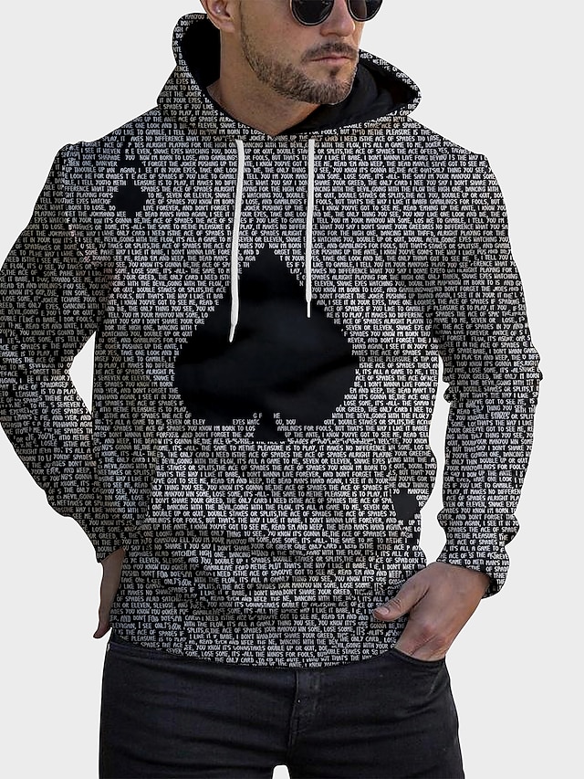 Mens Clothing Mens Hoodies & Sweatshirts | Mens Unisex Hoodie Graphic Prints Poker Print Hooded Daily Sports 3D Print 3D Print C