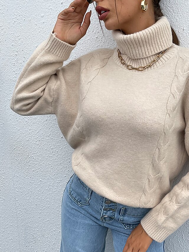 Womens Clothing Sweaters & Cardigans | Womens Pullover Sweater Jumper Knit Classic Style Solid Color High Neck Classical Casual 