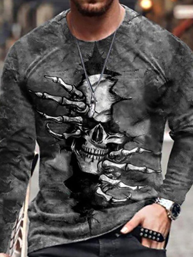 Mens Clothing Mens Tees & Tank Tops | Mens Unisex Tee T shirt Tee Shirt 3D Print Graphic Prints Skull Crew Neck Daily Holiday Pr