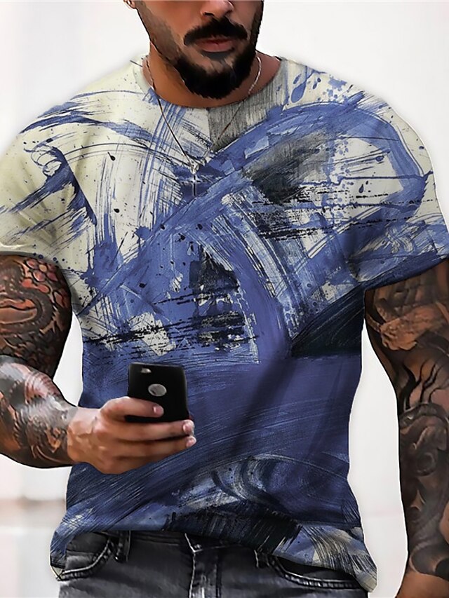  Men's Unisex Daily Tee T shirt Shirt 3D Print Graphic Prints Graffiti Print Short Sleeve Tops Casual Designer Big and Tall Blue / Summer