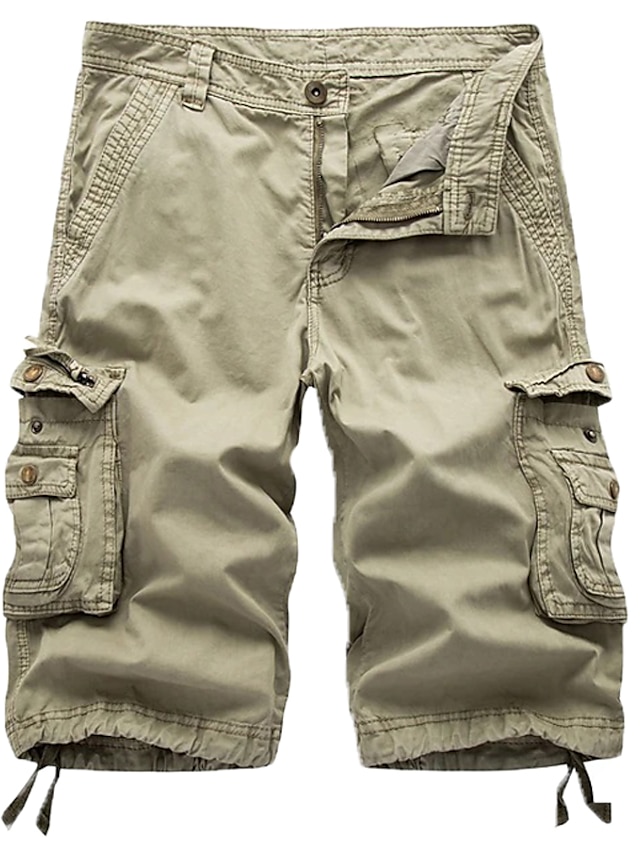  Men's Classic Streetwear Shorts Tactical Cargo Cargo Shorts Knee Length Pants Daily Wear Going out Solid Color Mid Waist Green Black Blue Gray Khaki 30 31 32 34 36 / Military