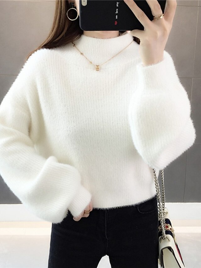 Womens Clothing Sweaters & Cardigans | Womens Sweater Jumper Knit Modern Style Solid Color High Neck Active Casual Street Causal