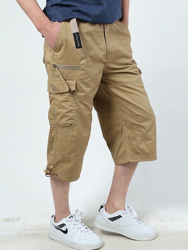 Men's Stylish Casual / Sporty Capri shorts Cargo Shorts Pocket Calf ...