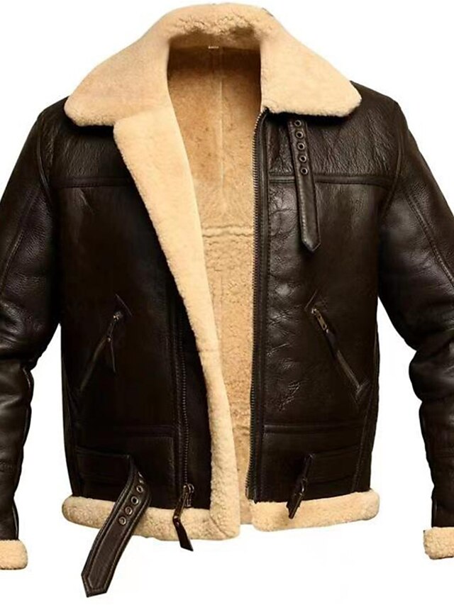 Men's Shearling Coat Winter Jacket Sherpa jacket Winter Coat Jacket ...