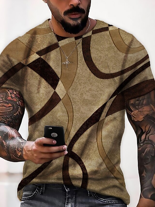 Men's Plus Size Shirt Big and Tall Graphic Crew Neck Print Short Sleeve