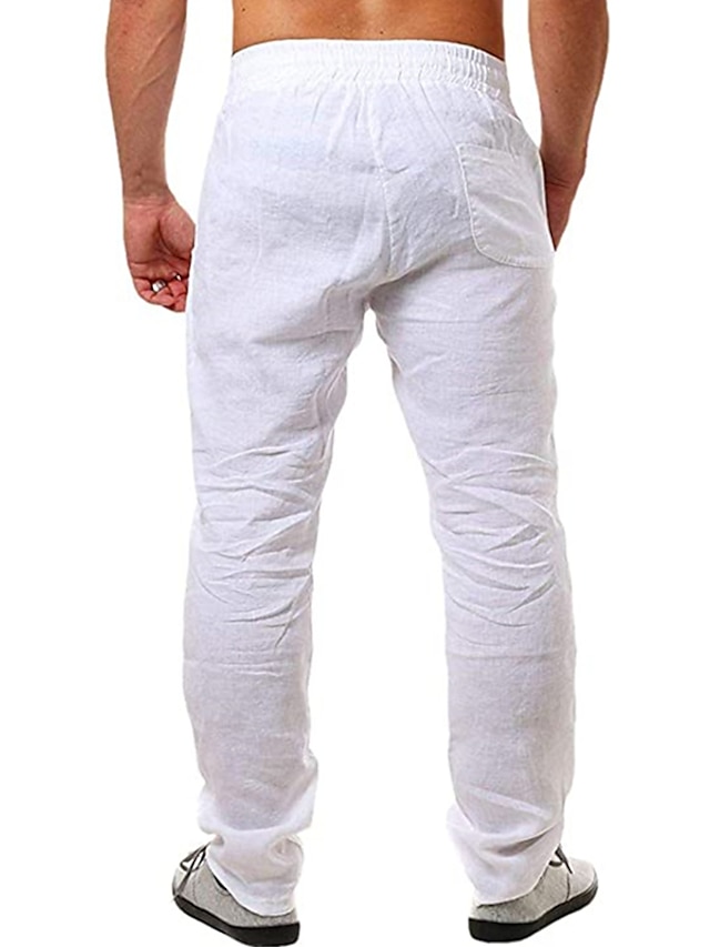 Men's Casual Trousers Streetwear Straight Pants Elastic Waistband ...