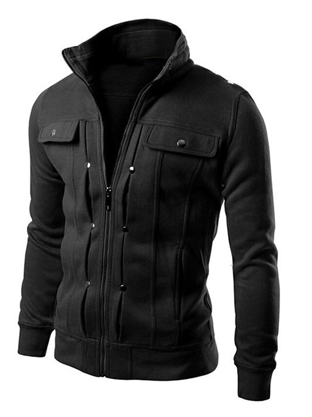 Mens Clothing Mens Outerwear | Mens Jacket Sport Daily Fall Spring Regular Coat Zipper Turndown Loose Windproof Warm Sporty Casu