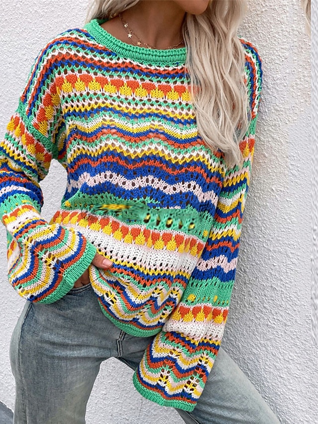 ae rainbow striped pullover sweater