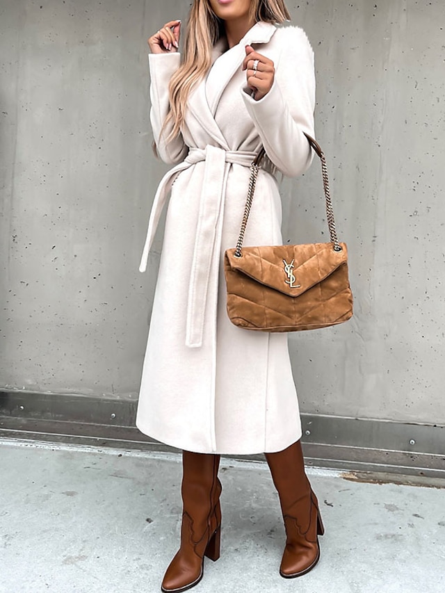 Womens Clothing Womens Outerwear | Womens Coat Daily Going out Fall Winter Long Coat Regular Fit Thermal Warm Casual Jacket Long