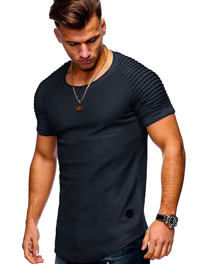 Men's T shirt Tee Shirt Solid Colored Plus Size Crew Neck Casual Daily Short Sleeve Tops Sportswear Basic Muscle White Black Gray