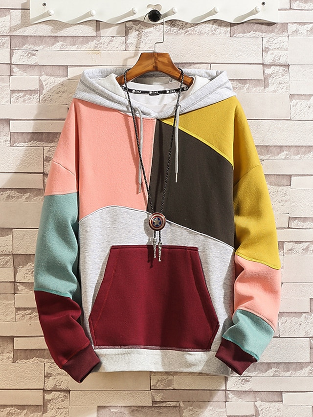 Mens Clothing Mens Hoodies & Sweatshirts | Mens Pullover Hoodie Sweatshirt Graphic Color Block Patchwork Casual Daily Holiday Ca