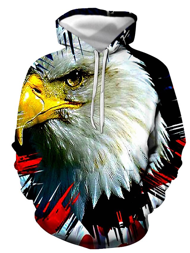 Mens Clothing Mens Hoodies & Sweatshirts | Mens Pullover Hoodie Sweatshirt Graphic Eagle Print Hooded Casual Daily 3D Print Casu