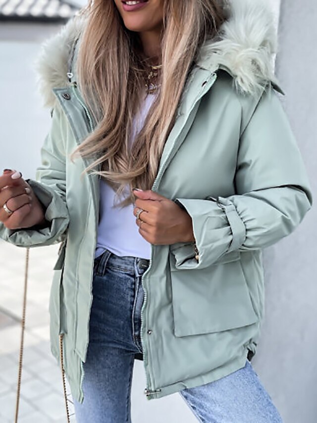 Womens Clothing Womens Outerwear | Womens Parka Daily Fall Winter Regular Coat Regular Fit Warm Casual St. Patricks Day Jacket L