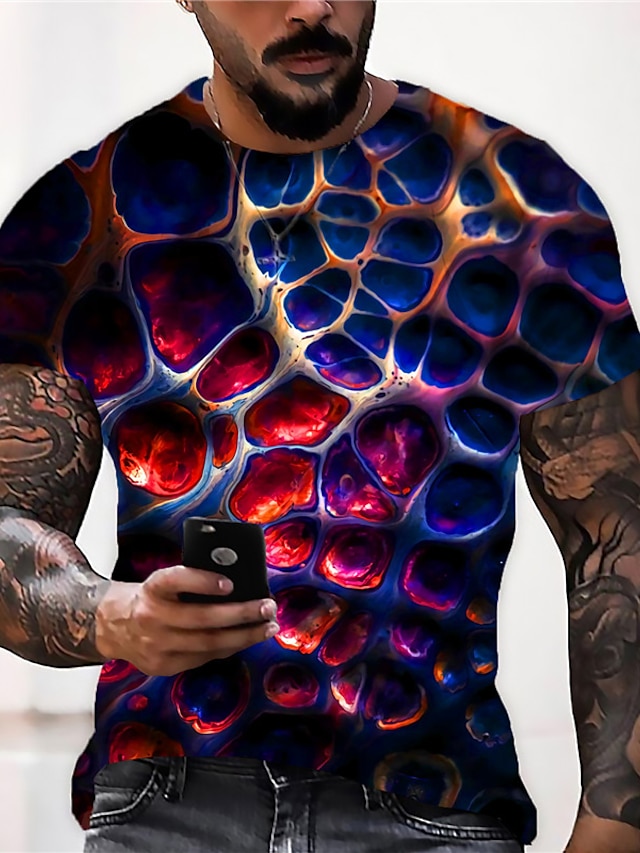  Herren Unisex T Shirt Grafik-Drucke Riss Rundhalsausschnitt Blau 3D-Druck Täglich Festtage Kurzarm Bedruckt Bekleidung Designer Brautkleider schlicht Groß und hoch