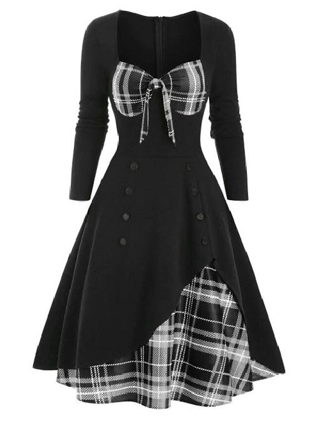 Women's Christmas Print Party Dress Halloween Dress Tartan Dress