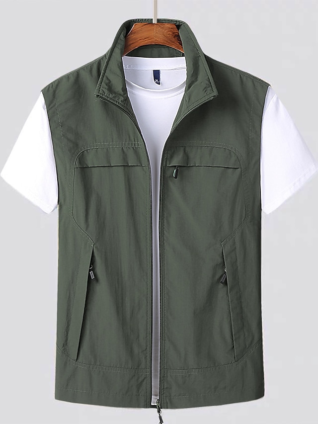  Per uomo Gilet Gilet da pesca Gilet da escursione Gilet senza maniche Giacca Gilet Esterno Strada Giornaliero Per uscire Streetwear Informale Primavera Autunno Tasche Poliestere Nylon Traspirante