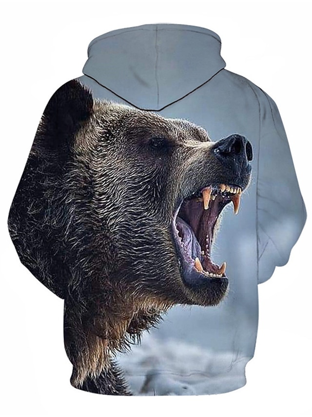 Mens Clothing Mens Hoodies & Sweatshirts | Mens Pullover Hoodie Sweatshirt Graphic Bear Print Hooded Casual Daily 3D Print Casua